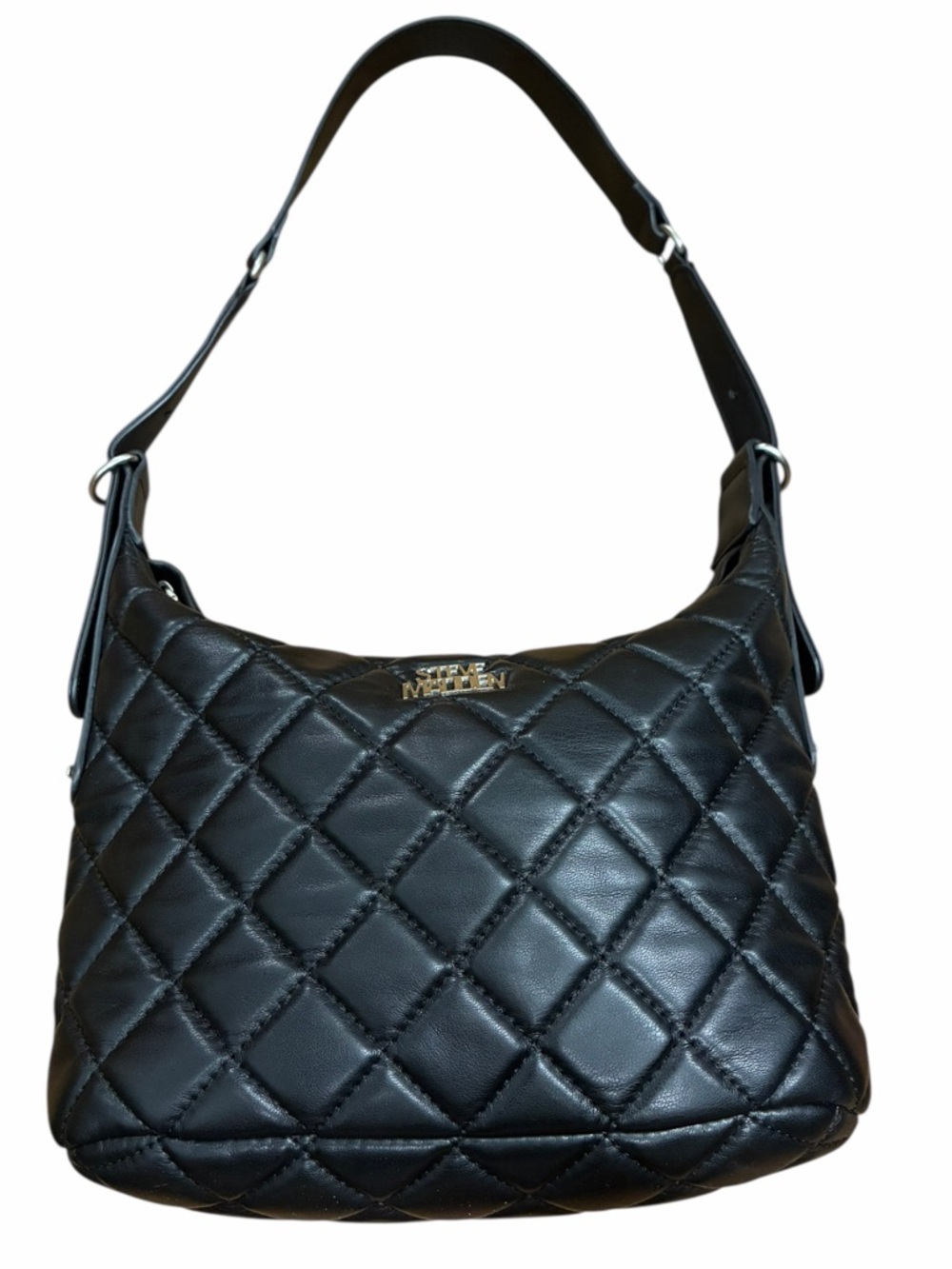 Women’s Black Quilted Steve Madden Brich Crossbody Bag/ Missing Silver Chain